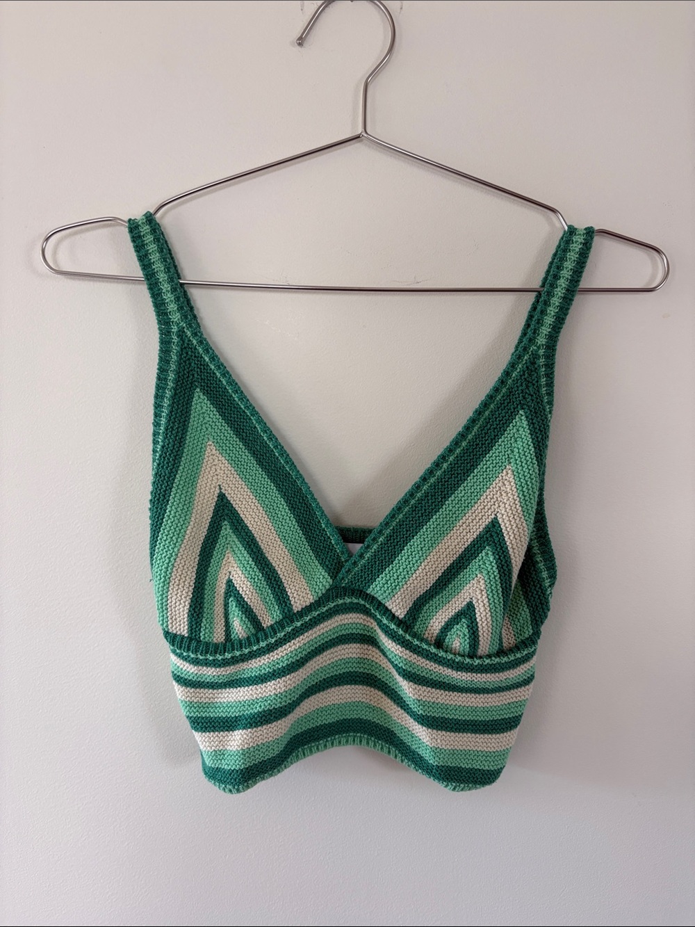 Zara Mint and Cream Striped Knit Top
